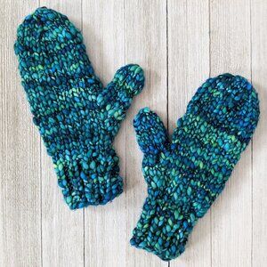 Hand knitted merinos wool mittens